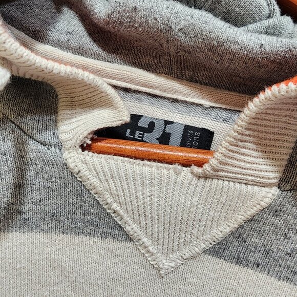 Le 31 Par Simons Men's Hoodie Size XL Striped Gray & White 100% Cotton - Picture 6 of 11
